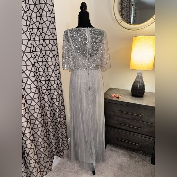 NWT Maya Deluxe Embellished Cape Maxi Dress - Picture 3 of 6